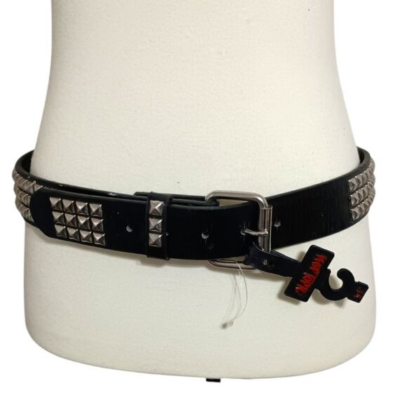Hot Topic Pyramid Studded Belt 34 NEW FAUX Black Leather Studs Punk Goth Rocker. - Picture 11 of 16